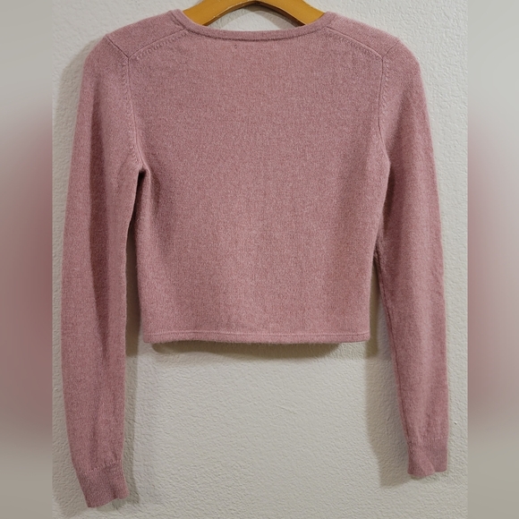 Reformation Cashmere Pink V Neck Cropped Sweater S - Picture 10 of 12